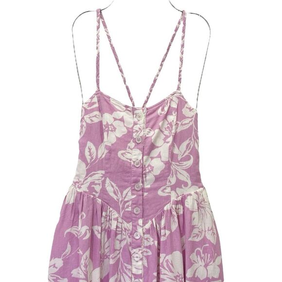 NWT Free People The Perfect Sundress Size XS Pink White Floral Linen Maxi Dress - Picture 4 of 10